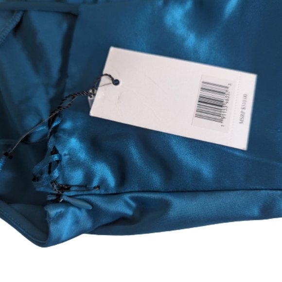 NWT Jason Wu Blue Satin Sleeveless Back Cutout Slit Slip Midi Dress Size XL - Picture 6 of 8